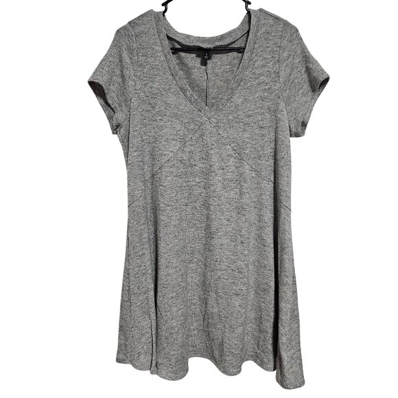 Torrid Heather Gray Trapeze Dress Womens Size 1X Hacci Knit Short Sleeve V-Neck - Picture 1 of 5